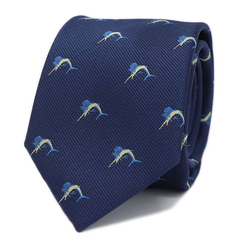 MENDEPOT Animal Pattern Necktie With Gift Box Sea Animal Pattern Tie Father's Day Birthday Gift Tie (Sailfish) - Image 1